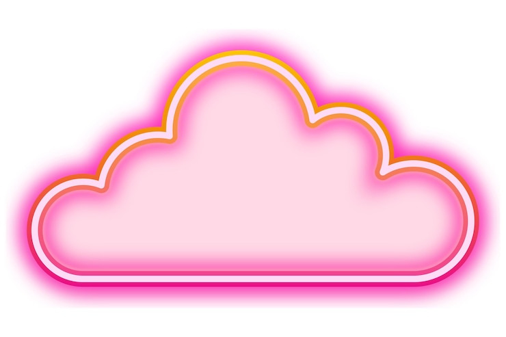 Foto nuvem rosa png ícone de gradiente de néon fundo transparente