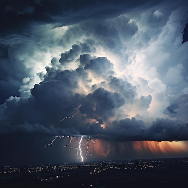 Nuvem tempestuosa com tempestade e conceito de natureza de chuva forte