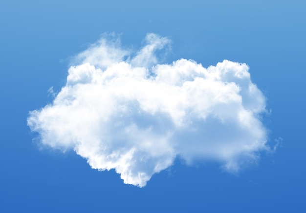 Nuvem única isolada sobre o fundo do céu azul Foto de nuvem fofa branca bela forma de nuvem Conceito de clima