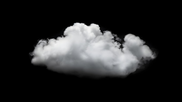 nuvens brancas ou nevoeiro para desenho isolado em fundo preto