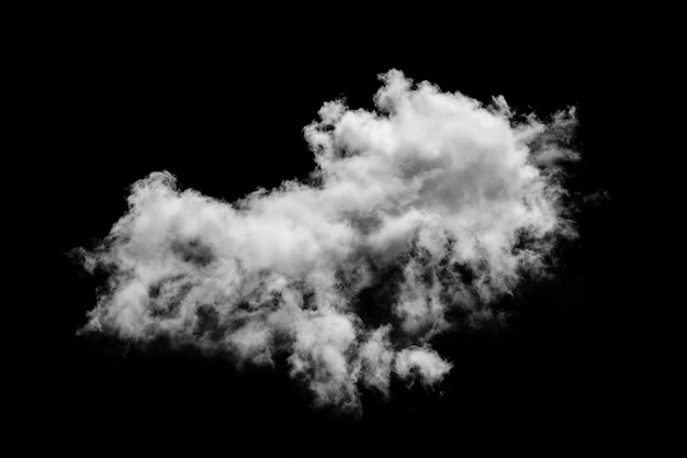 Nuvens brancas para design em fundo preto de elementos isolados.