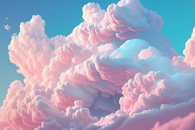 Nuvens coloridas em forma de imagem gerada pela tecnologia AI de marshmallows