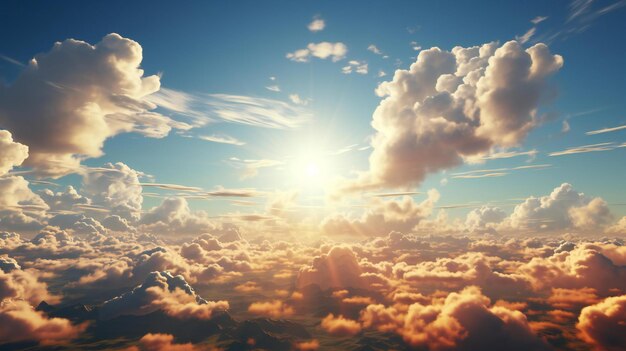 nuvens com o sol no céu
