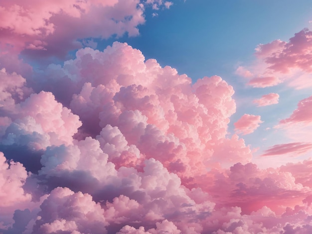 Nuvens cor-de-rosa como o céu Uma paisagem serena e etérea de encantadoras nuvens cor-de-rosa