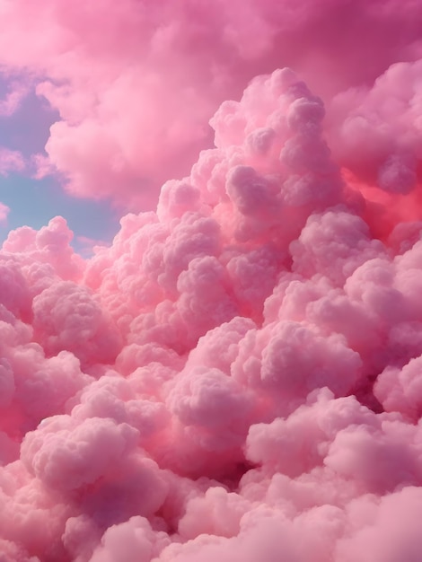 Foto nuvens cor-de-rosa no céu encenam algodão doce fofo sonho fantasia fundo macio