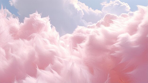 Nuvens cor-de-rosa suaves no céu, assemelhando-se ao fundo de fantasia de algodão doce