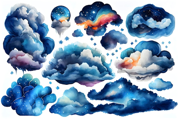 Nuvens cósmicas azuis caprichosas