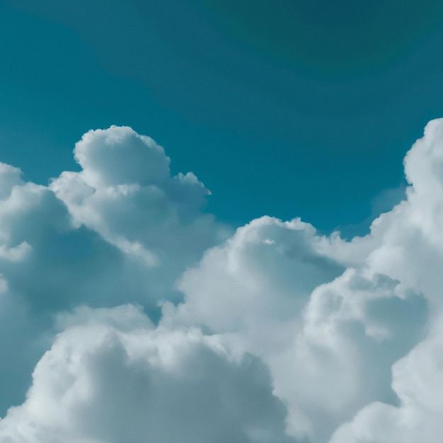 Nuvens de algodão branco com céu azul, arte digital