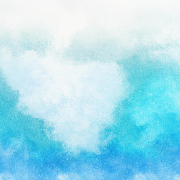 Nuvens de aquarela em uma ilustração de céu azul e branco