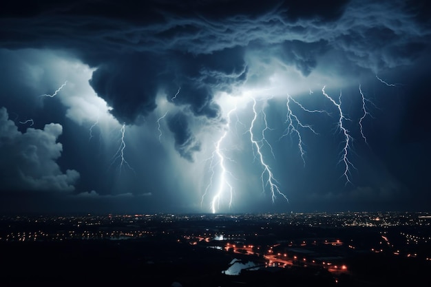 Nuvens de chuva iluminando o céu Efeito de previsão Gerar Ai