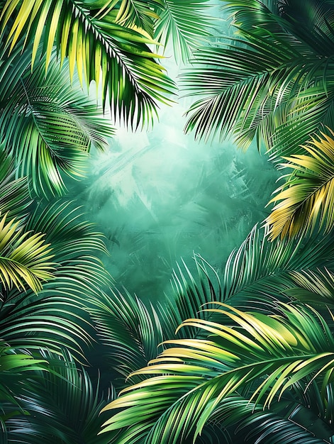 Nuvens de folhas de palmeira tropicais feitas de tecido de impressão de folha de palmera Exo Creative Background Decor Collection
