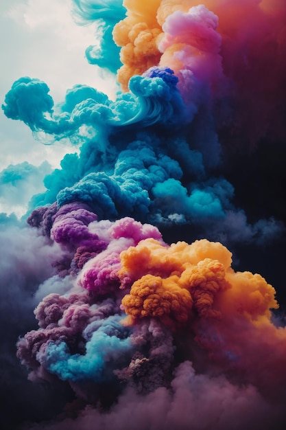 Nuvens de fumaça coloridas em fundo