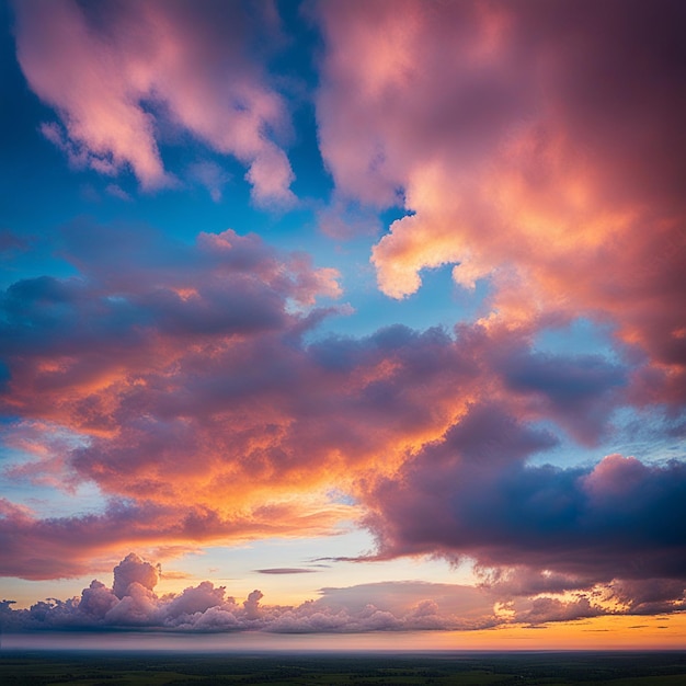 Foto nuvens de fundo e textura do céu espantoso céu e nuvens de cima ao pôr-do-sol