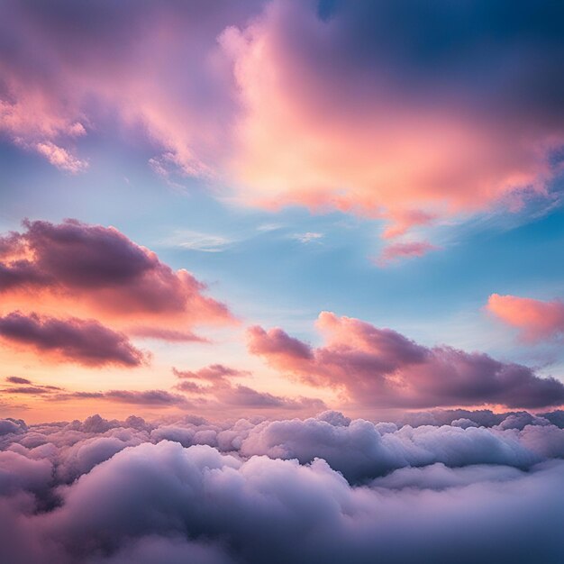 Foto nuvens de fundo e textura do céu espantoso céu e nuvens de cima ao pôr-do-sol