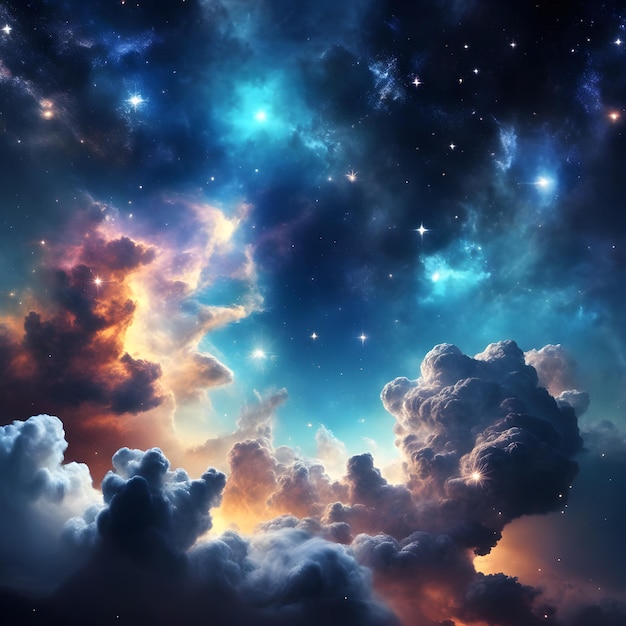 Foto nuvens de poeira galáctica com estrelas e poeira espacial no universo