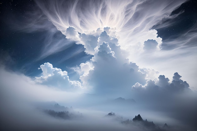 nuvens de tempestade sobre as montanhas