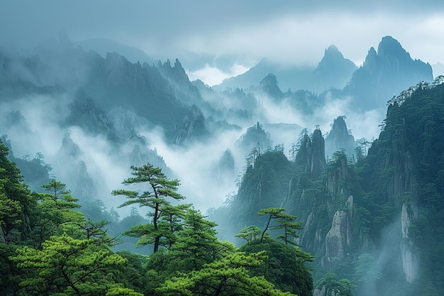 Foto nuvens e névoas do monte huangshan