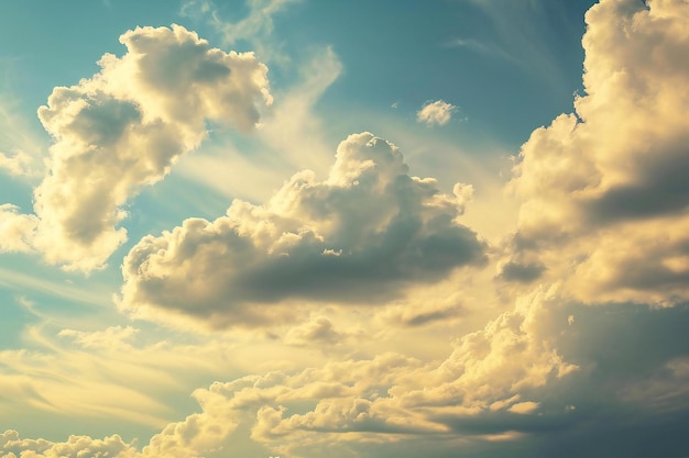 Foto nuvens no fundo do céu azul imagens de estilo de efeito vintage