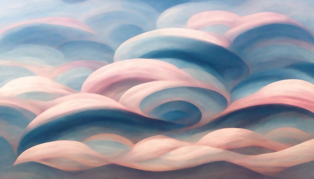 Nuvens pastel abstraem fundo rosa onda azul