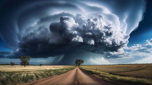 nuvens sobre um campo