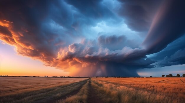 nuvens sobre um campo