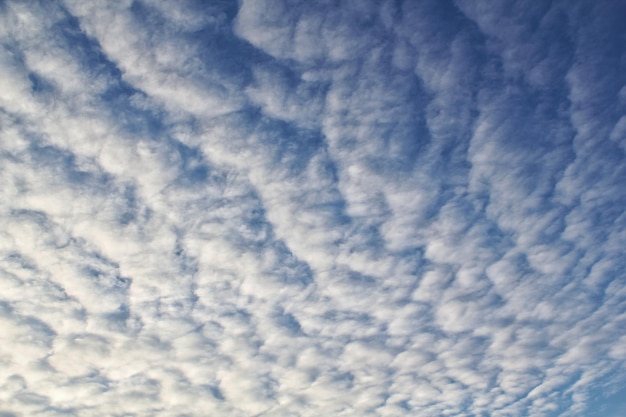 Nuvens suaves de luz branca flutuando no céu azul. Fundo de paisagem de manhã de natureza. Vento limpo de primavera