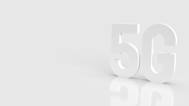 O 5g em fundo branco para renderização 3d de conceito móvel ou de tecnologia