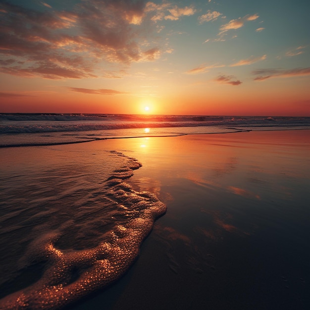 Foto o abraço da aurora minimalista da praia nascimentos de sol