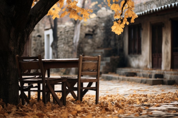 O abraço do outono, a melancolia entre as folhas caídas numa aldeia grega