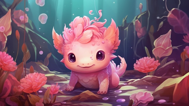 O adorável axolotl rosa.