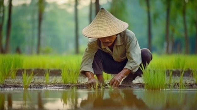 O agricultor que planta no arroz orgânico gera IA