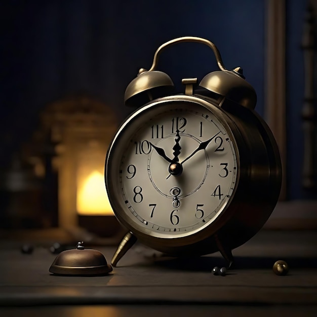 O alarme da meia-noite toca acordando o relógio antigo ai