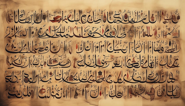 Foto o alfabeto árabe escrito à mão num papel antigo
