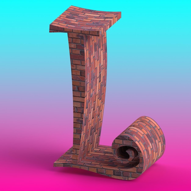 Foto o alfabeto l com uma textura única e interessante criada usando um programa 3d