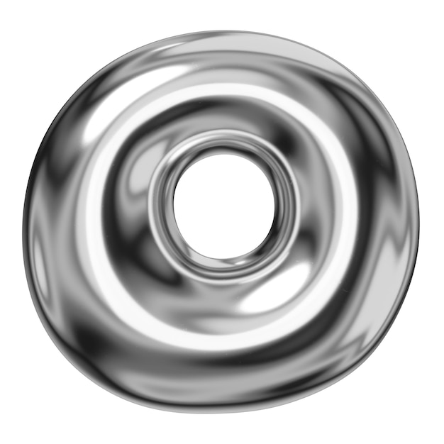 O alfabeto png pegatina 3D cromado diseño de globo metálico fondo transparente