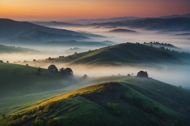 O amanhecer de Foggy Hills