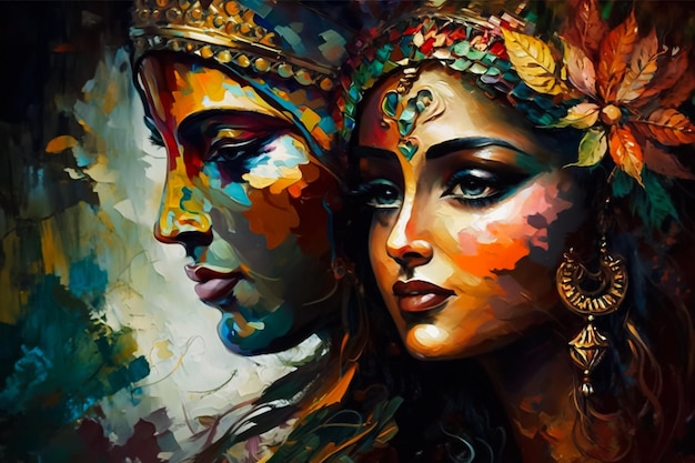 O amor de Radha e Krishna em um reino mágico
