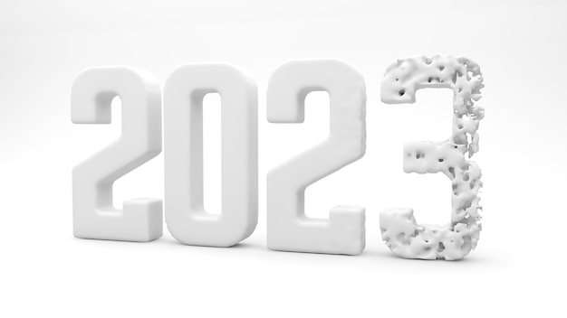 O ano de 2023 está no fundo branco Conceito de fim de ano de 2023 Foto