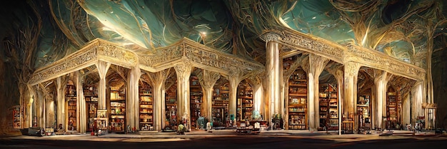 O antigo majestoso salão da biblioteca. Belo salão cerimonial com colunas e tetos abobadados
