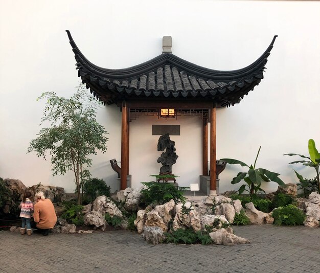 Foto o antigo templo chinês na cidade de suzhou, na china