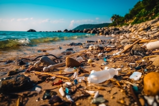 Foto o aperto da poluição no ambiente natural