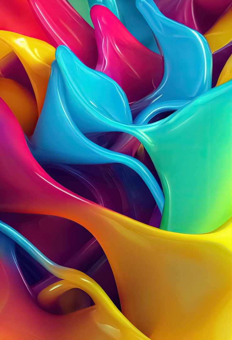 Foto o arco-íris colore o fundo abstrato fluido dinâmico de plástico líquido realista ilustração 3d digital