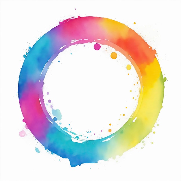 Foto o arco-íris colorido abstrato do círculo colore a aquarela espirra o fundo da pintura