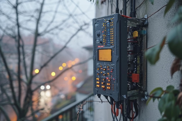 O armário elétrico está na rua.