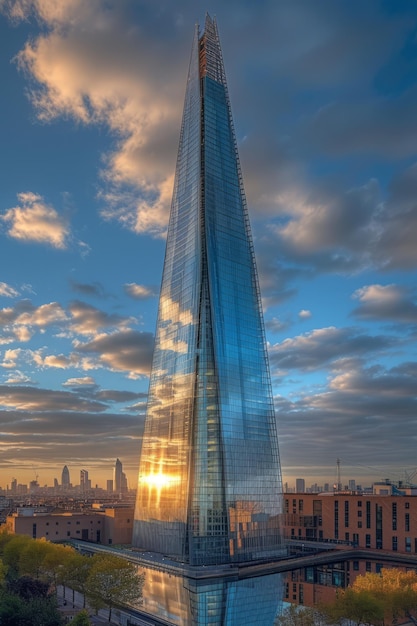 O arranha-céu mais alto de Londres, o Shard, ergue-se orgulhosamente ao sol da manhã.