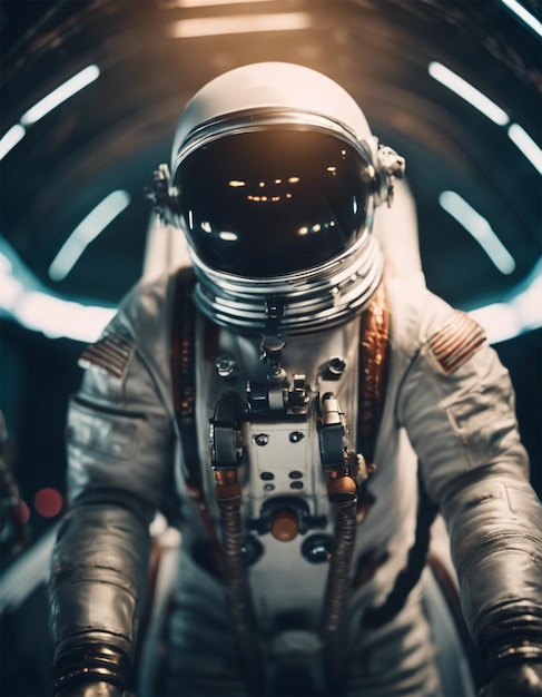 Foto o astronauta está a pilotar um foguetão.