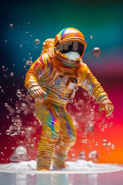 O astronauta está na pintura colorida Bela imagem ilustrativa IA generativa