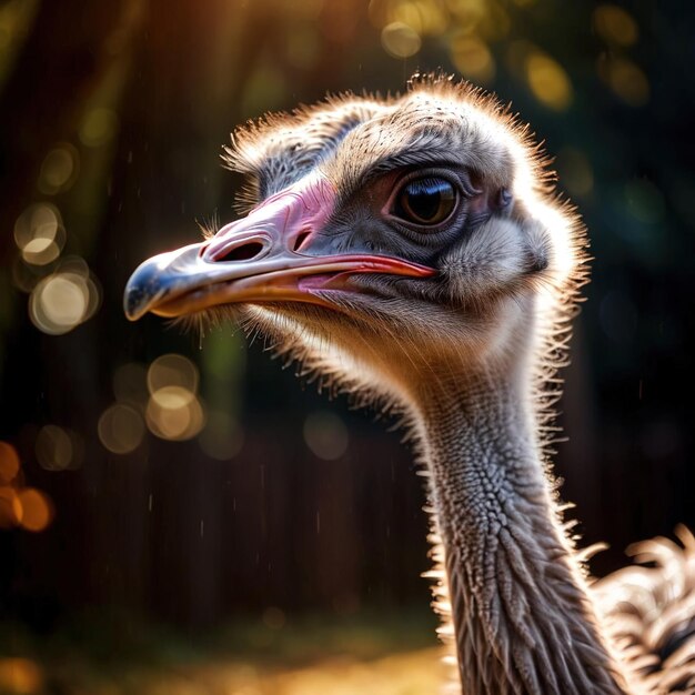 Foto o avestruz é um animal selvagem que vive na natureza e faz parte do ecossistema.