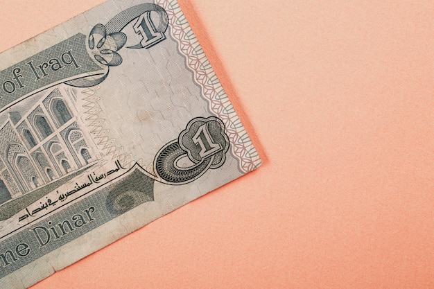 Foto o banco central do iraque one dinar banknote