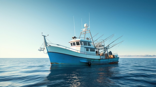 o barco de pesca moderno no oceano